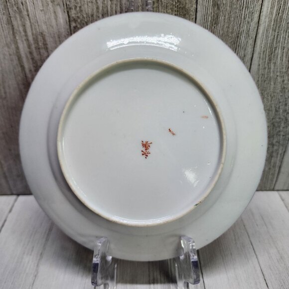 Vintage Antique Chinese Rare Red Coral Porcelain 7in Plate Silver Black Dragon - Picture 8 of 10